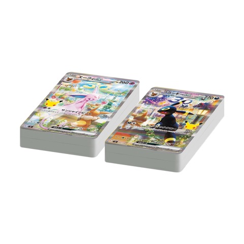 Official image of the full-art Espeon ex and Umbreon ex cards included in the Japanese 30th CELEBRATION Premium Deck Set