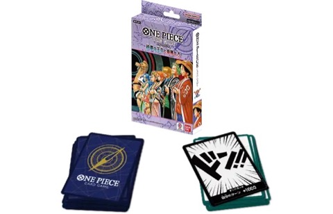 Official product image of the Japanese ONE PIECE Card Game start deck ST-37 スタートデッキ 砂漠の王女と海賊たち box with its card deck and DON!! cards